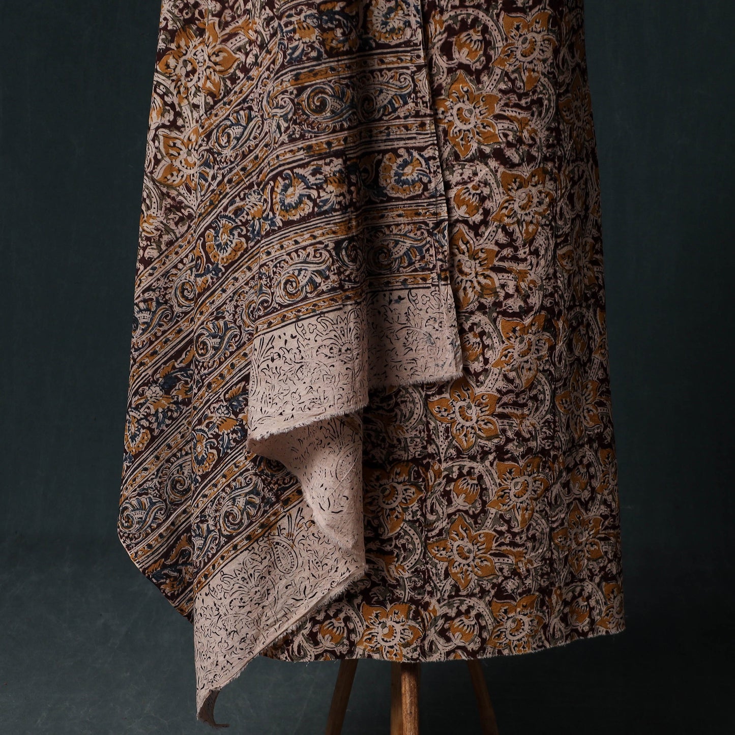 Pedana Hand Block Print Natural Dyed Cotton Kalamkari Unstitched Dress Material Kurta Set 06
