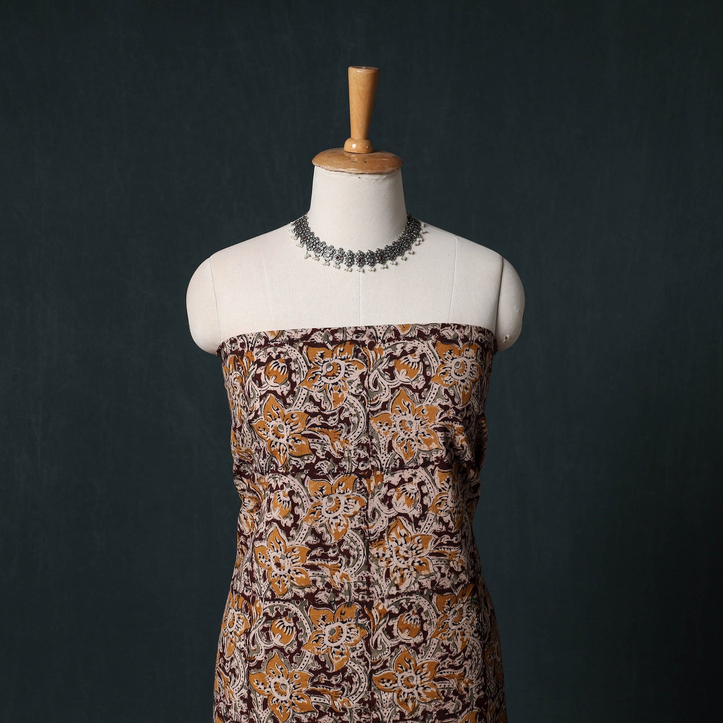 Pedana Hand Block Print Natural Dyed Cotton Kalamkari Unstitched Dress Material Kurta Set 06