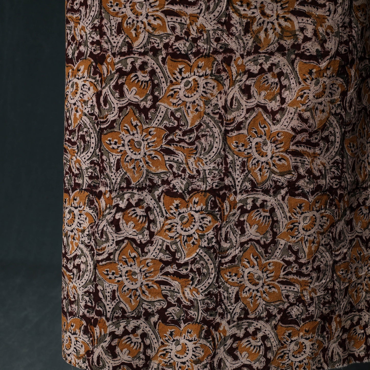 Pedana Hand Block Print Natural Dyed Cotton Kalamkari Unstitched Dress Material Kurta Set 06