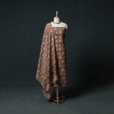Pedana Hand Block Print Natural Dyed Cotton Kalamkari Unstitched Dress Material Kurta Set 07