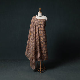 Pedana Hand Block Print Natural Dyed Cotton Kalamkari Unstitched Dress Material Kurta Set 07