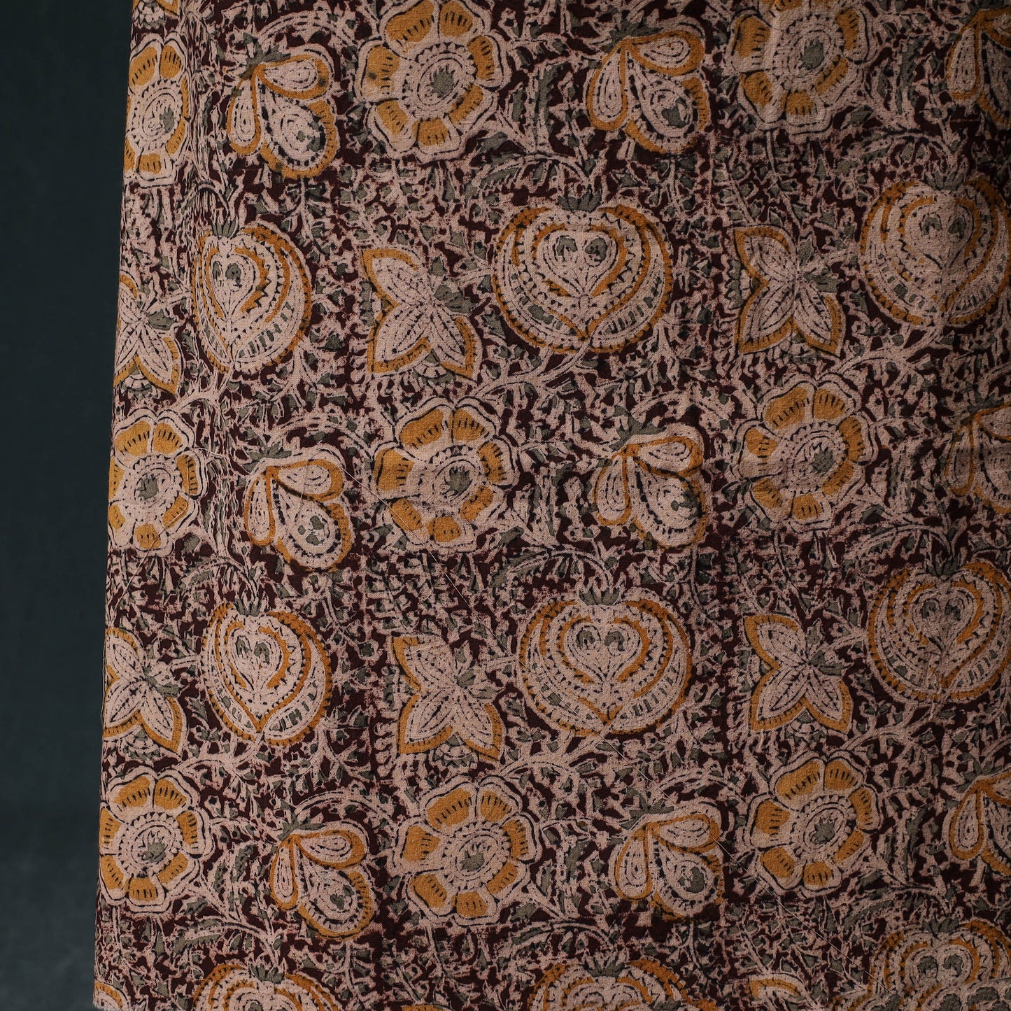 Pedana Hand Block Print Natural Dyed Cotton Kalamkari Unstitched Dress Material Kurta Set 07