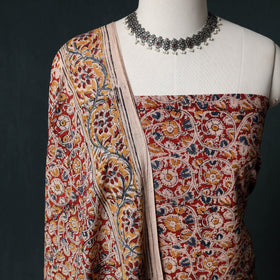 Pedana Hand Block Print Natural Dyed Cotton Kalamkari Unstitched Dress Material Kurta Set 08
