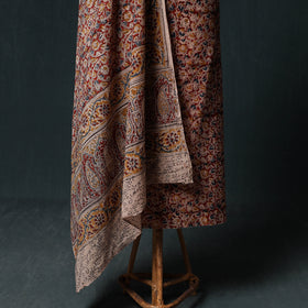 Pedana Hand Block Print Natural Dyed Cotton Kalamkari Unstitched Dress Material Kurta Set 08