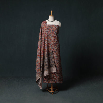 Pedana Hand Block Print Natural Dyed Cotton Kalamkari Unstitched Dress Material Kurta Set 09