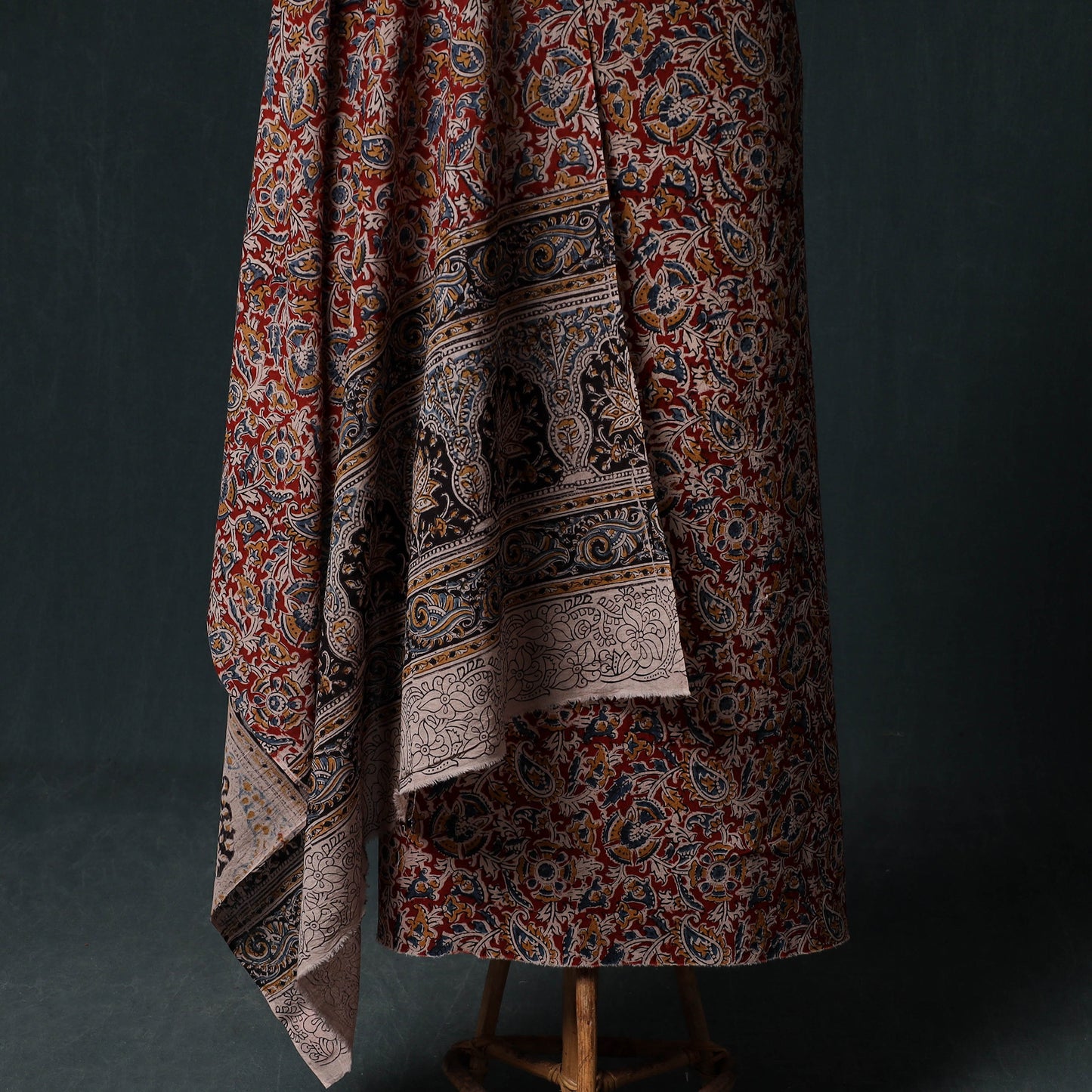 Pedana Hand Block Print Natural Dyed Cotton Kalamkari Unstitched Dress Material Kurta Set 09