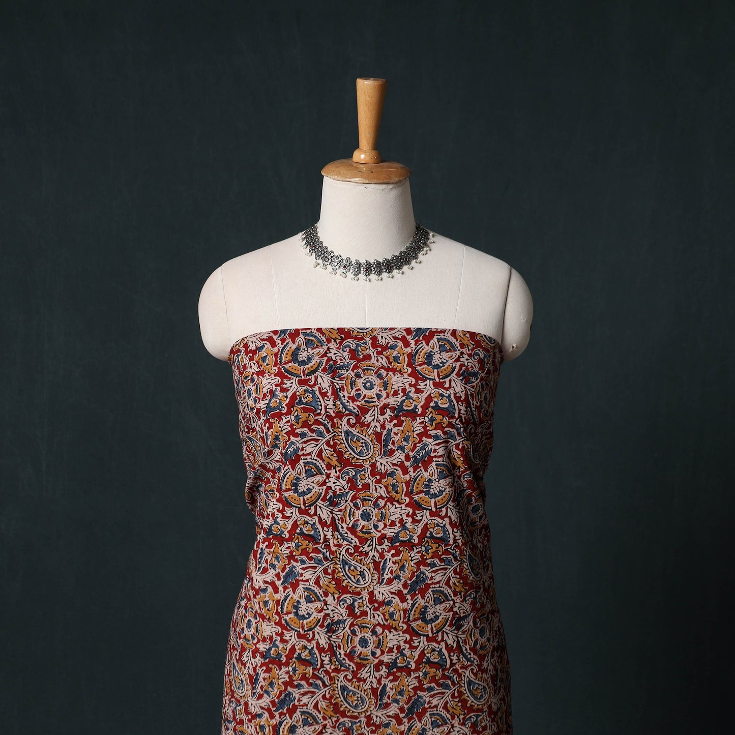 Pedana Hand Block Print Natural Dyed Cotton Kalamkari Unstitched Dress Material Kurta Set 09