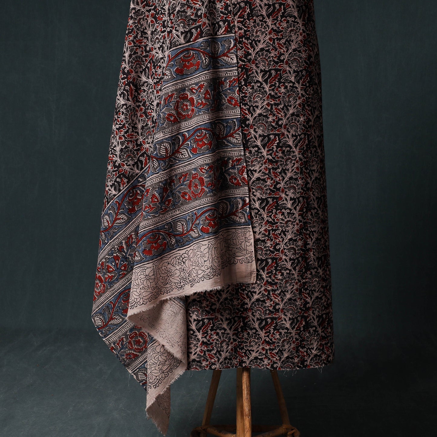 Pedana Hand Block Print Natural Dyed Cotton Kalamkari Unstitched Dress Material Kurta Set 10
