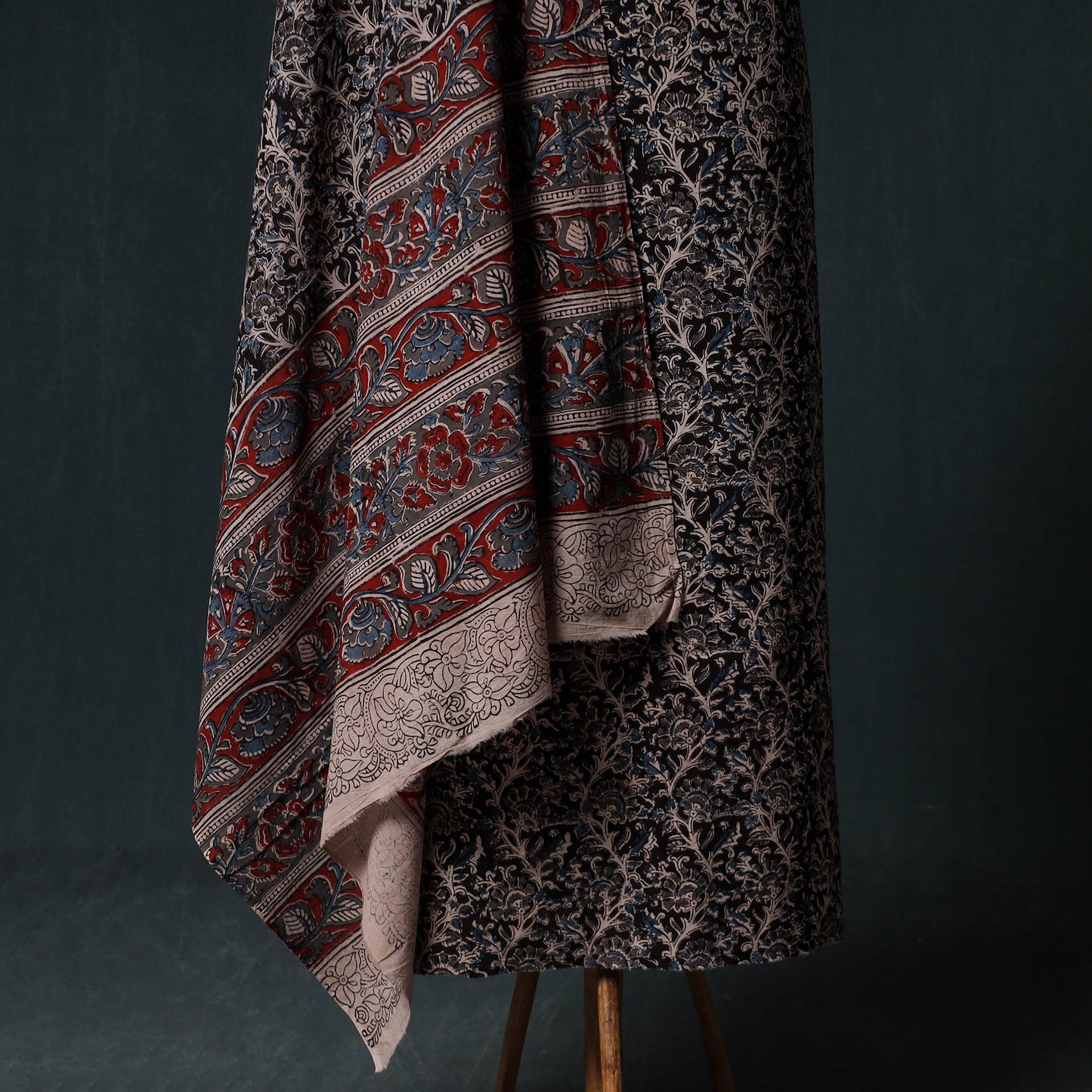 Pedana Hand Block Print Natural Dyed Cotton Kalamkari Unstitched Dress Material Kurta Set 11