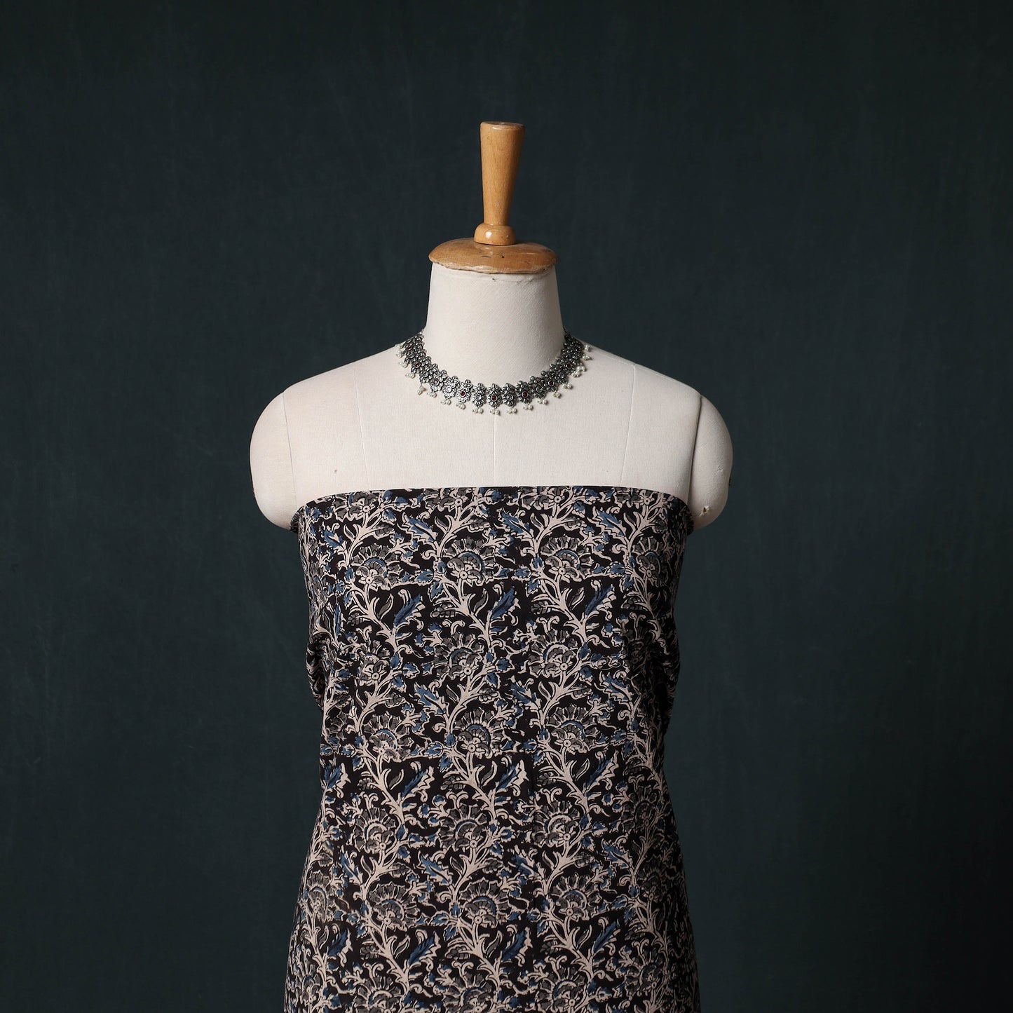 Pedana Hand Block Print Natural Dyed Cotton Kalamkari Unstitched Dress Material Kurta Set 11