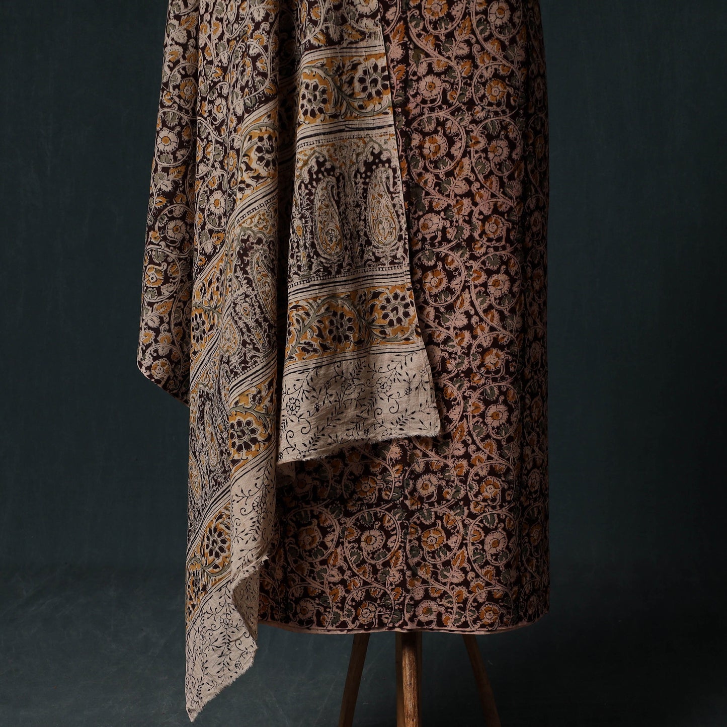 Pedana Hand Block Print Natural Dyed Cotton Kalamkari Unstitched Dress Material Kurta Set 13