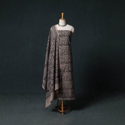Pedana Hand Block Print Natural Dyed Cotton Kalamkari Unstitched Dress Material Kurta Set 12