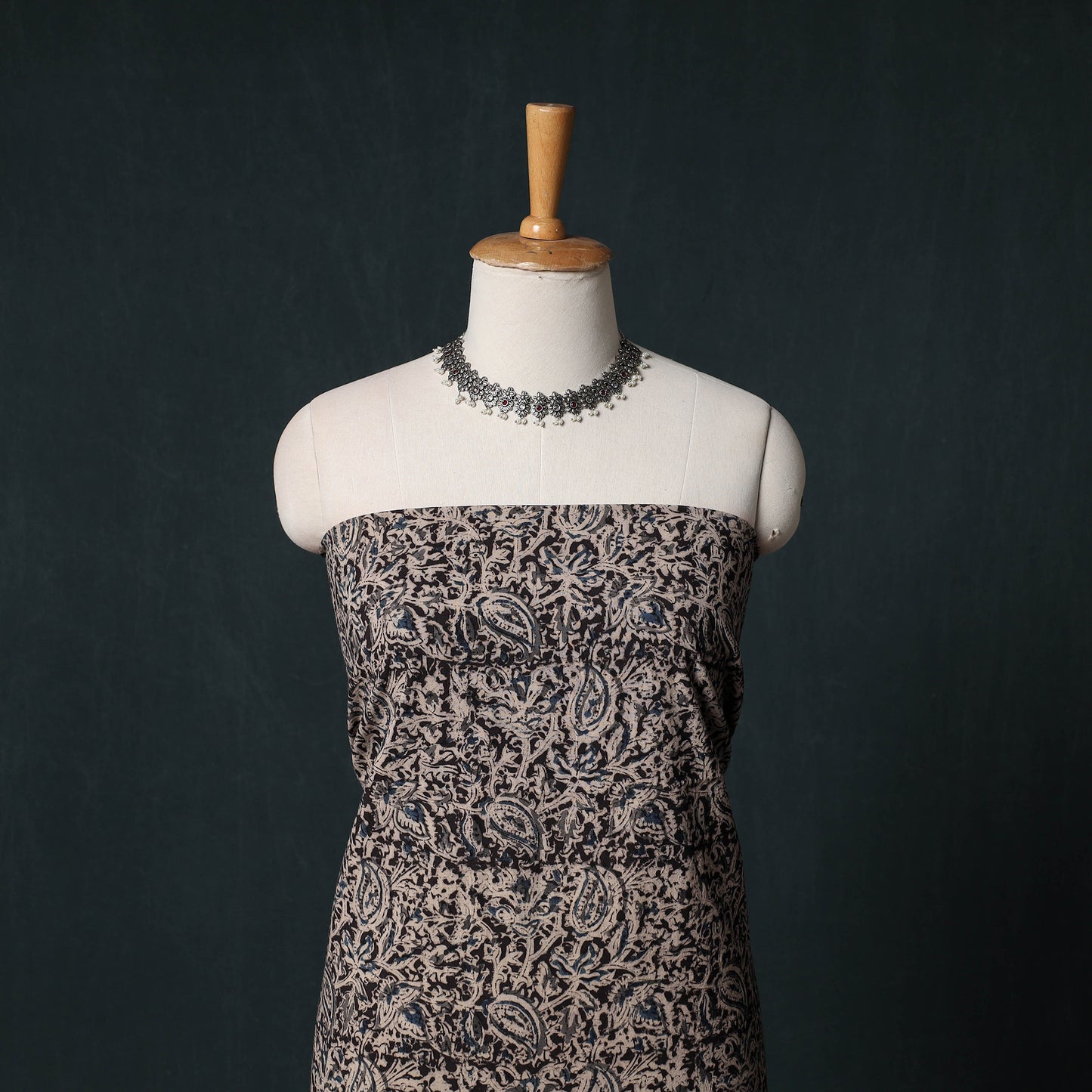 Pedana Hand Block Print Natural Dyed Cotton Kalamkari Unstitched Dress Material Kurta Set 12