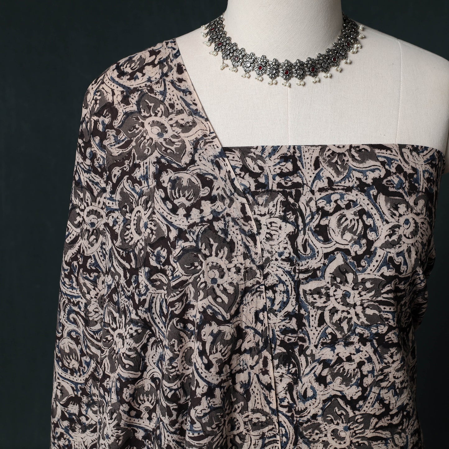 Pedana Hand Block Print Natural Dyed Cotton Kalamkari Unstitched Dress Material Kurta Set 14