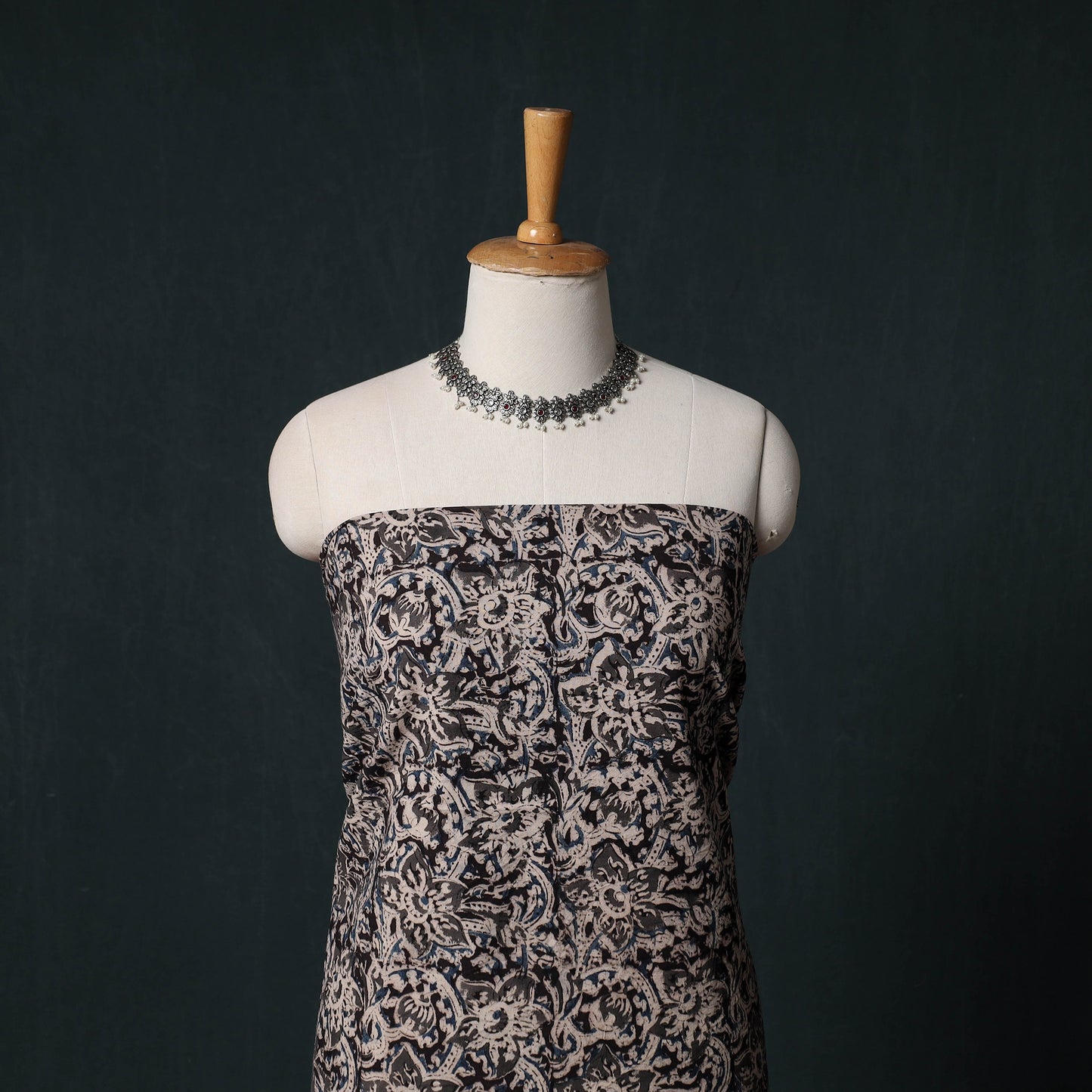 Pedana Hand Block Print Natural Dyed Cotton Kalamkari Unstitched Dress Material Kurta Set 14