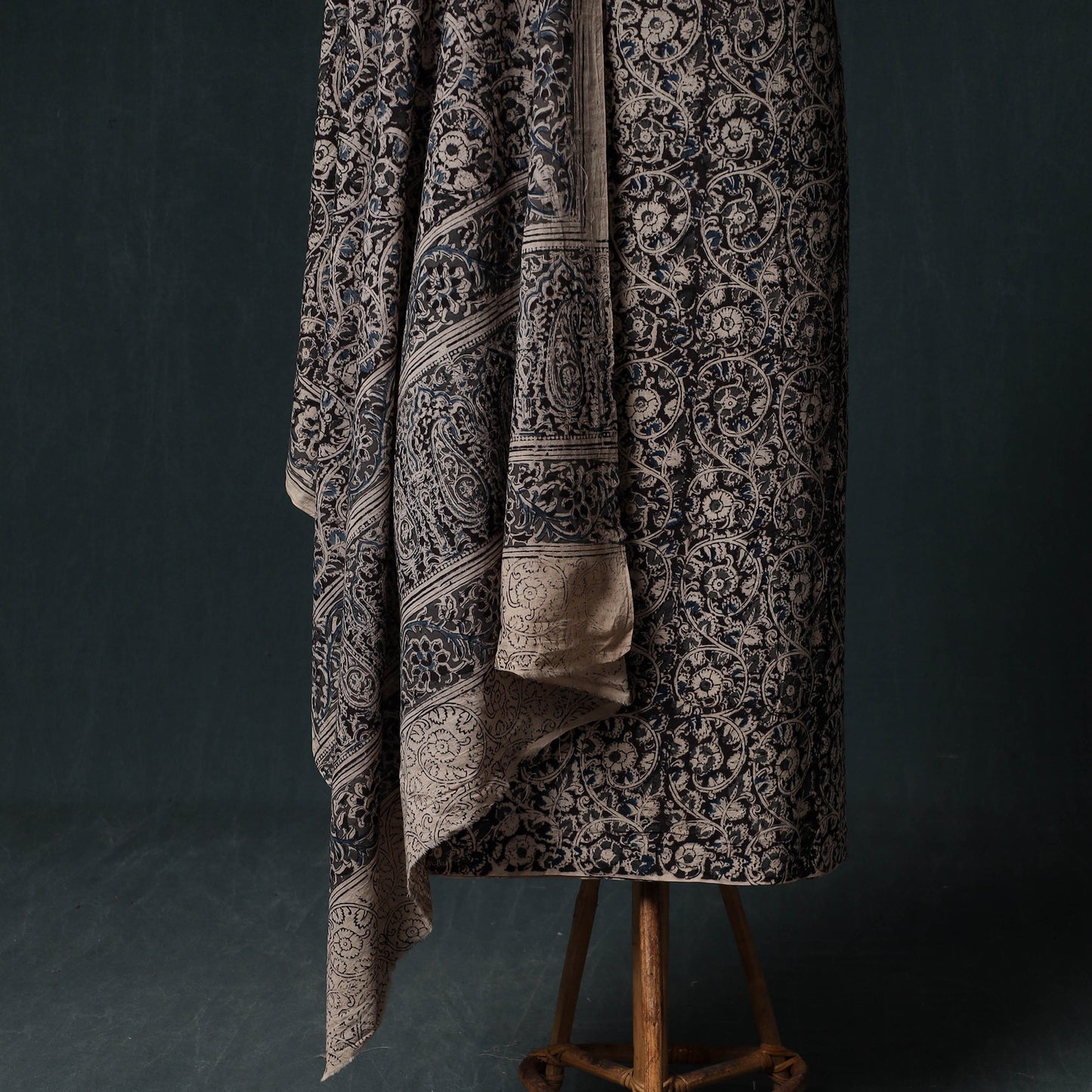 Pedana Hand Block Print Natural Dyed Cotton Kalamkari Unstitched Dress Material Kurta Set 15