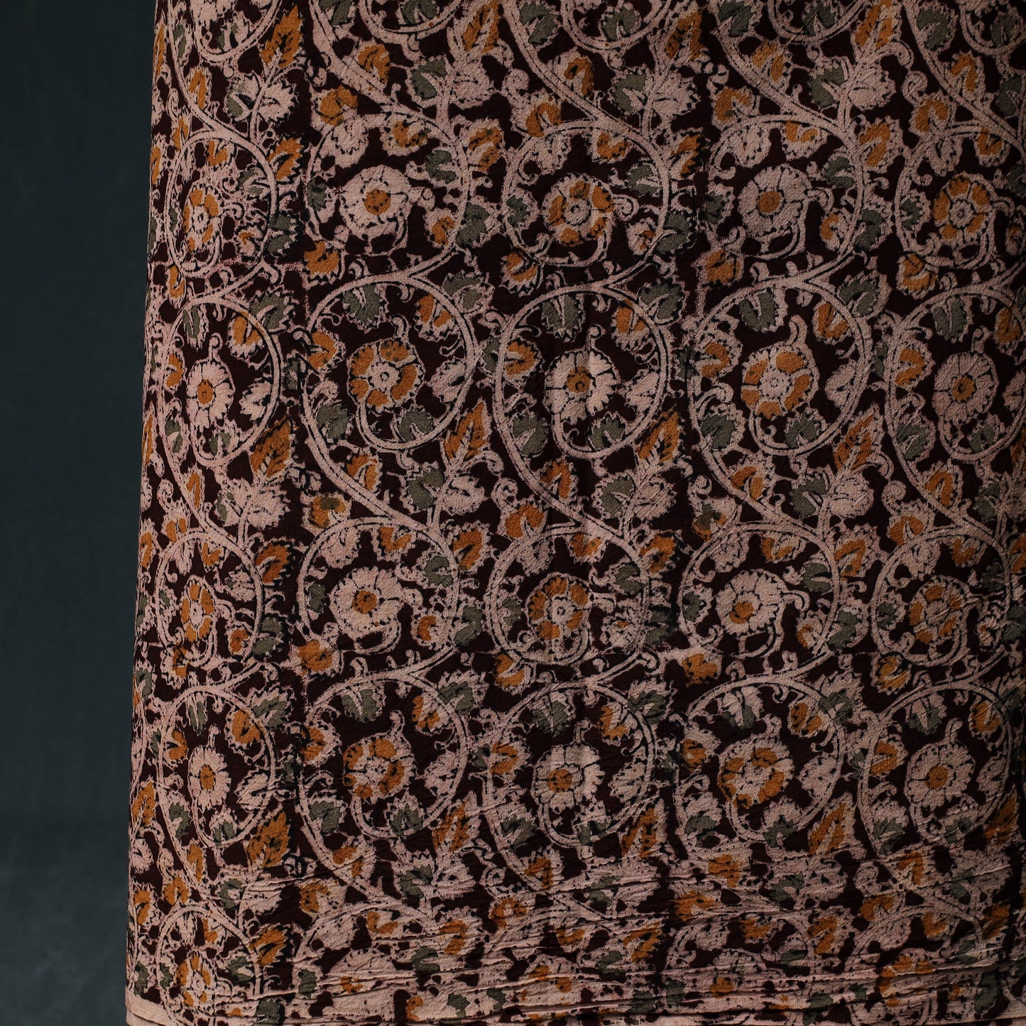 Pedana Hand Block Print Natural Dyed Cotton Kalamkari Unstitched Dress Material Kurta Set 17