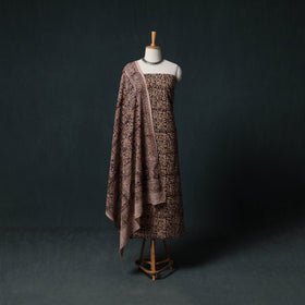 Pedana Hand Block Print Natural Dyed Cotton Kalamkari Unstitched Dress Material Kurta Set 18