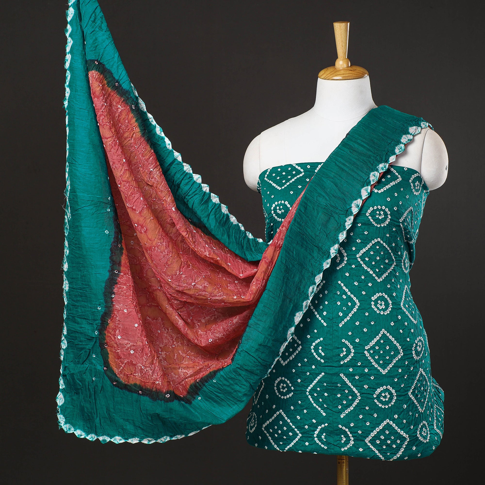Buy Dharmik Fashion Bandhani Dress Material Cotton Unstiched Bandhej Salwar  Suit (Dark Blue) at Amazon.in