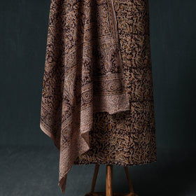 Pedana Hand Block Print Natural Dyed Cotton Kalamkari Unstitched Dress Material Kurta Set 18