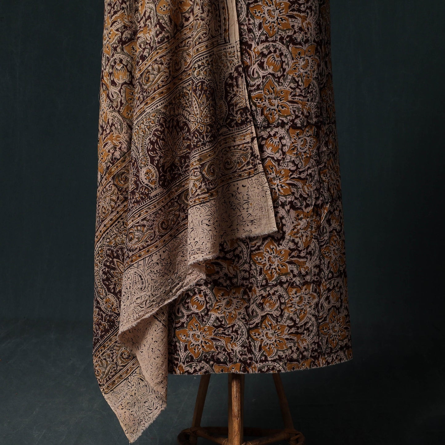 Pedana Hand Block Print Natural Dyed Cotton Kalamkari Unstitched Dress Material Kurta Set 19