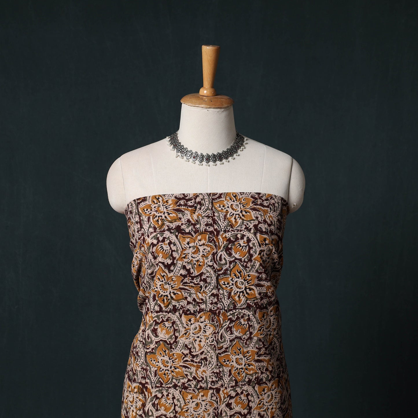 Pedana Hand Block Print Natural Dyed Cotton Kalamkari Unstitched Dress Material Kurta Set 19