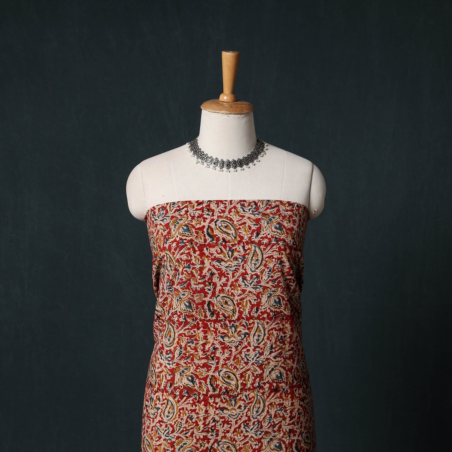 Pedana Hand Block Print Natural Dyed Cotton Kalamkari Unstitched Dress Material Kurta Set 21