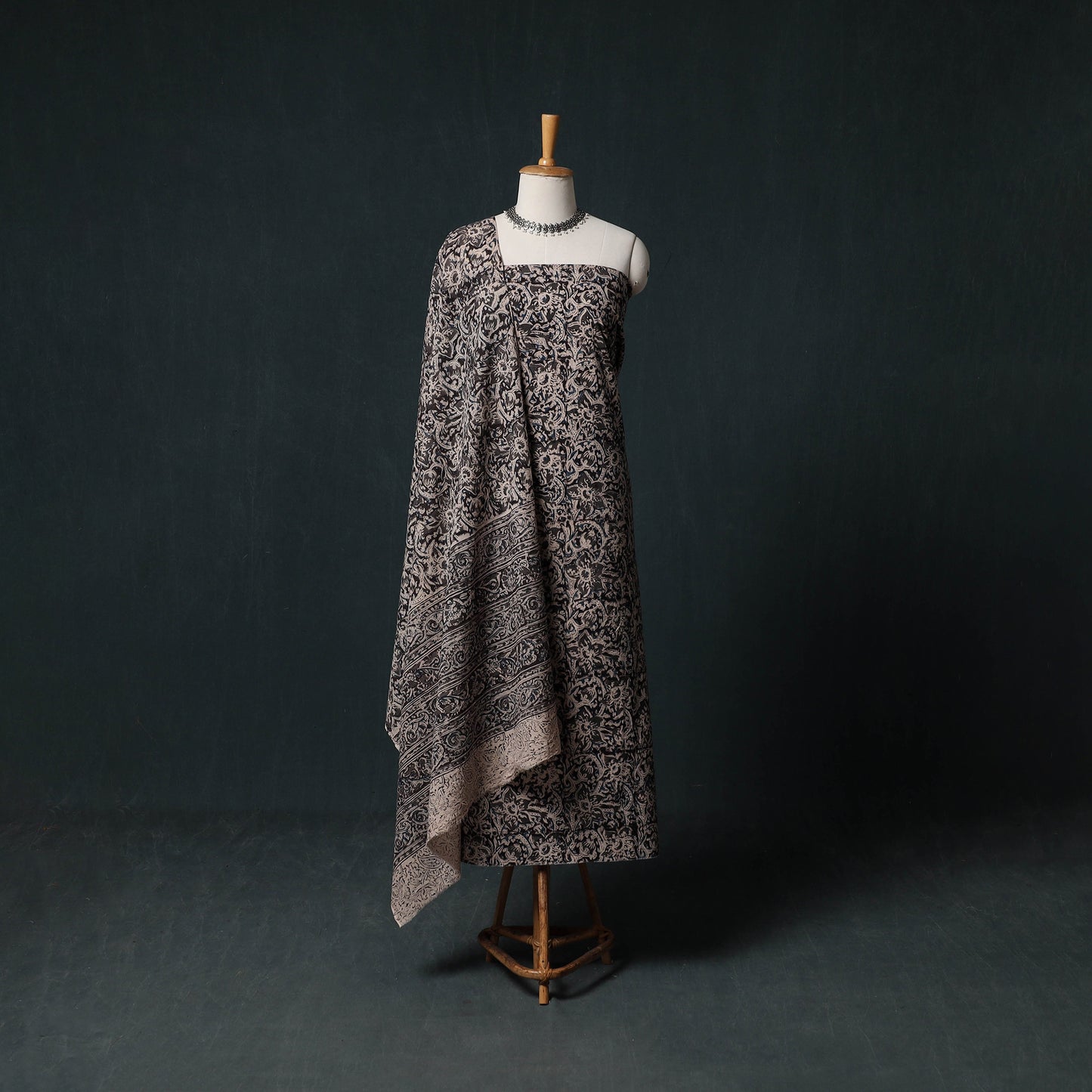 Pedana Hand Block Print Natural Dyed Cotton Kalamkari Unstitched Dress Material Kurta Set 22