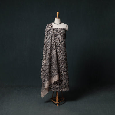 Pedana Hand Block Print Natural Dyed Cotton Kalamkari Unstitched Dress Material Kurta Set 22