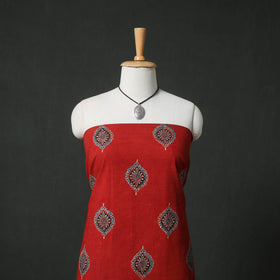 Ajrakh Block Print Natural Dyed Cotton 2pc Unstitched Dress Material Kurta Set with Jewellery 14
