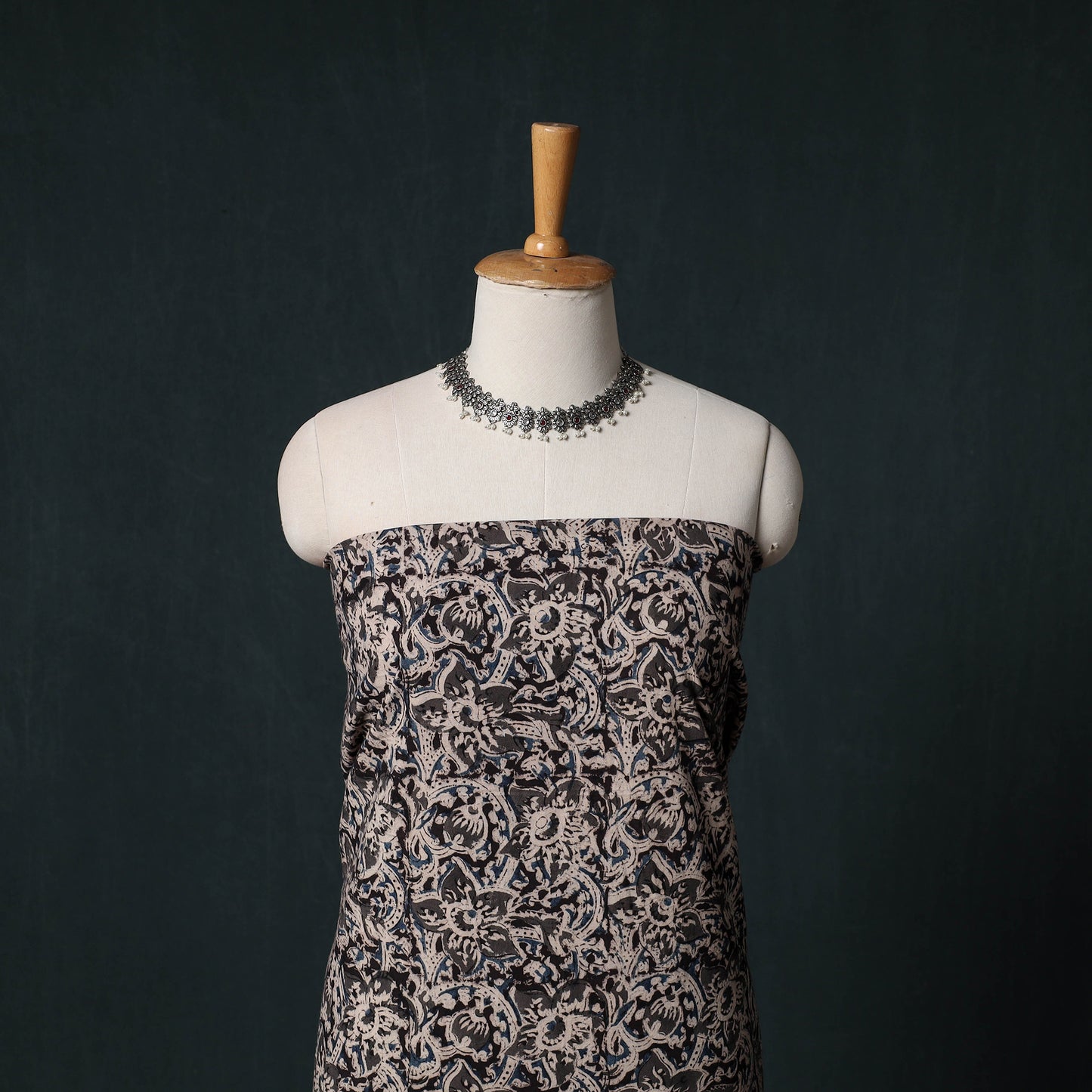 Pedana Hand Block Print Natural Dyed Cotton Kalamkari Unstitched Dress Material Kurta Set 22