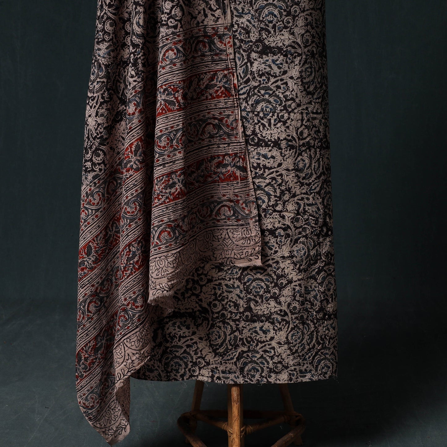 Pedana Hand Block Print Natural Dyed Cotton Kalamkari Unstitched Dress Material Kurta Set 23