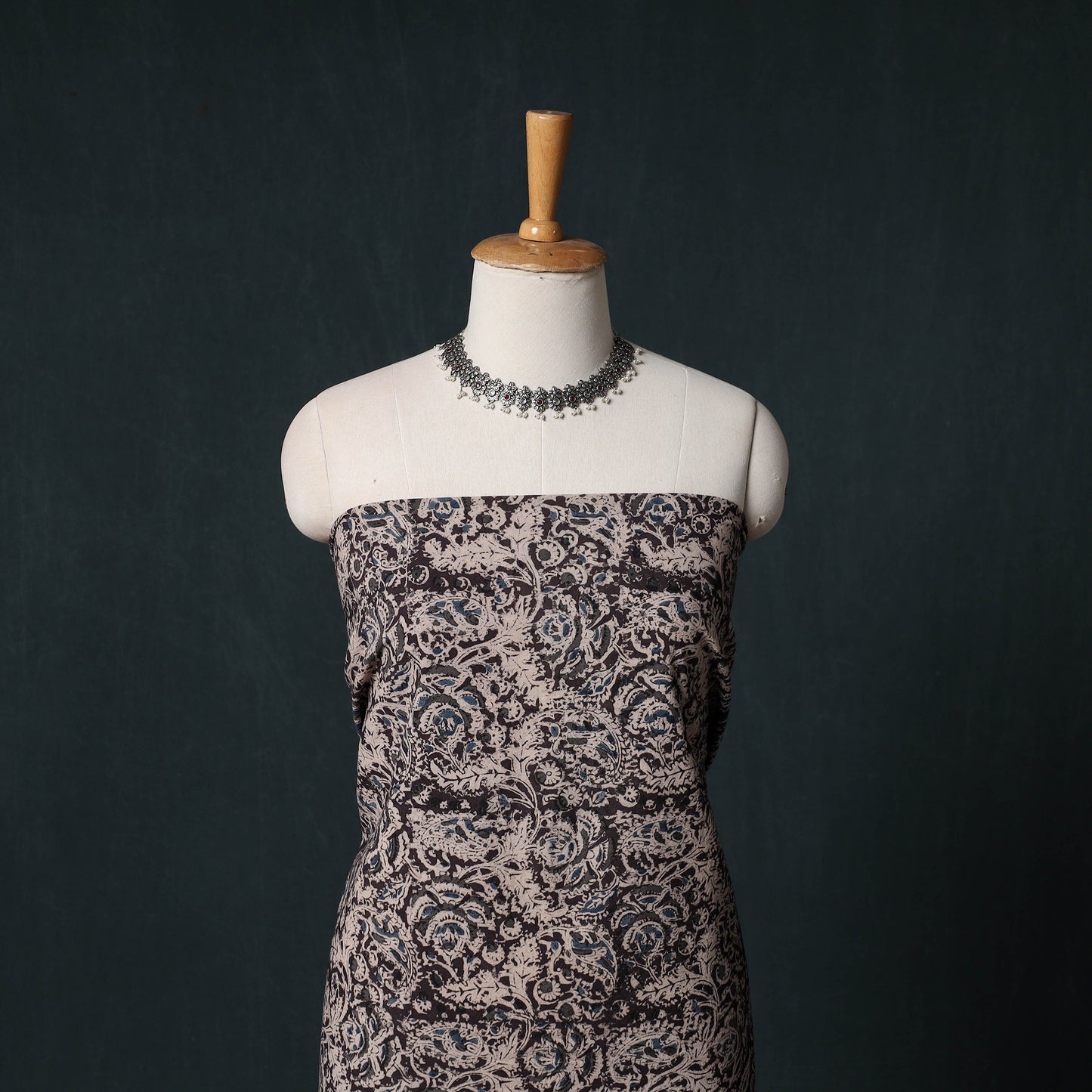 Pedana Hand Block Print Natural Dyed Cotton Kalamkari Unstitched Dress Material Kurta Set 23