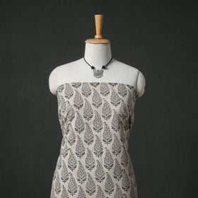 Ajrakh Block Print Natural Dyed Cotton 2pc Unstitched Dress Material Kurta Set with Jewellery 15
