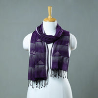 Purple - Burdwan Jamdani Cotton Handloom Stole with Tassels 16