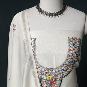 Madhubani Handpainted Chanderi Silk 2pc Unstitched Dress Material Kurta Set 15