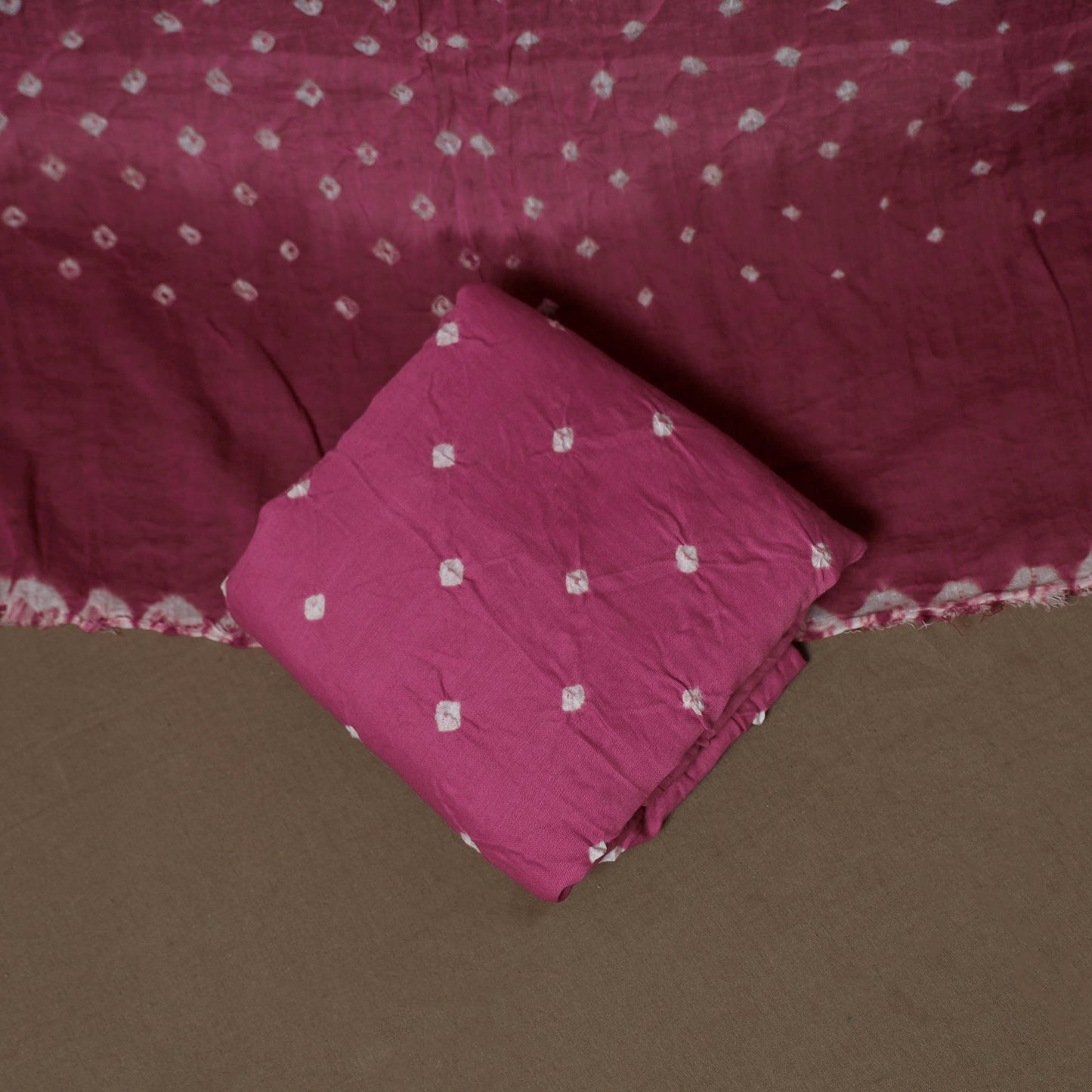 Kutch Bandhani Sequin Work Satin Cotton Unstitched Dress Material: Kurta, Bottom & Dupatta 04