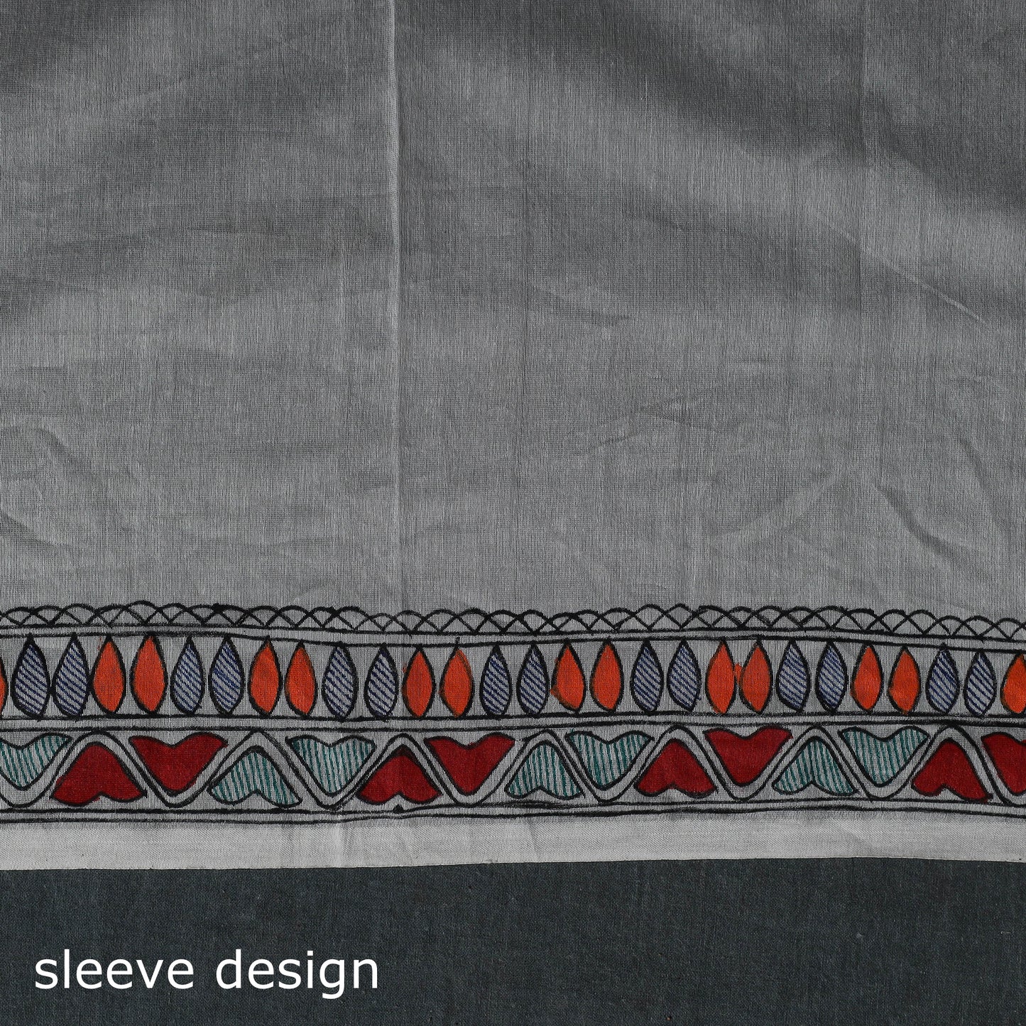 White - Madhubani Handpainted Chanderi Silk 2pc Unstitched Dress Material Kurta Set 01