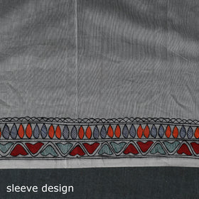 White - Madhubani Handpainted Chanderi Silk 2pc Unstitched Dress Material Kurta Set 01