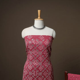 Kutch Bandhani Sequin Work Satin Cotton Unstitched Dress Material: Kurta, Bottom & Dupatta 01