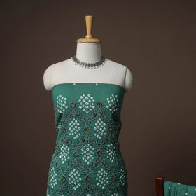 Kutch Bandhani Sequin Work Satin Cotton Unstitched Dress Material: Kurta, Bottom & Dupatta 03