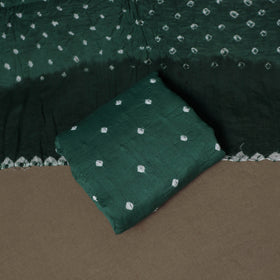 Kutch Bandhani Sequin Work Satin Cotton Unstitched Dress Material: Kurta, Bottom & Dupatta 03