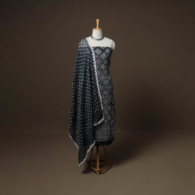 Kutch Bandhani Sequin Work Satin Cotton Unstitched Dress Material: Kurta, Bottom & Dupatta 06