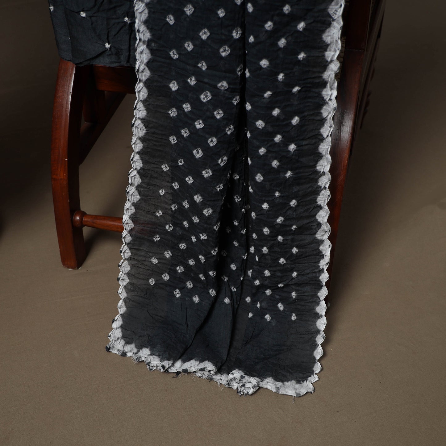 Kutch Bandhani Sequin Work Satin Cotton Unstitched Dress Material: Kurta, Bottom & Dupatta 06