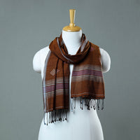 Brown - Burdwan Jamdani Cotton Handloom Stole with Tassels 47