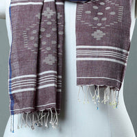 Purple - Burdwan Jamdani Cotton Handloom Stole with Tassels 48