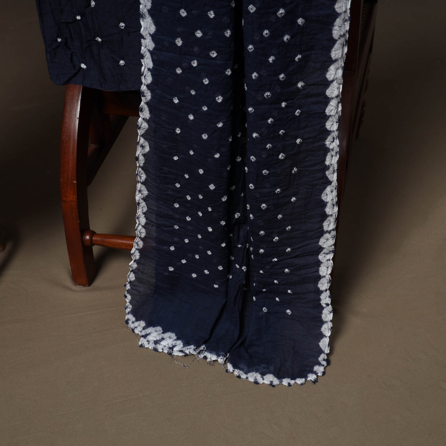 Kutch Bandhani Sequin Work Satin Cotton Unstitched Dress Material: Kurta, Bottom & Dupatta 08