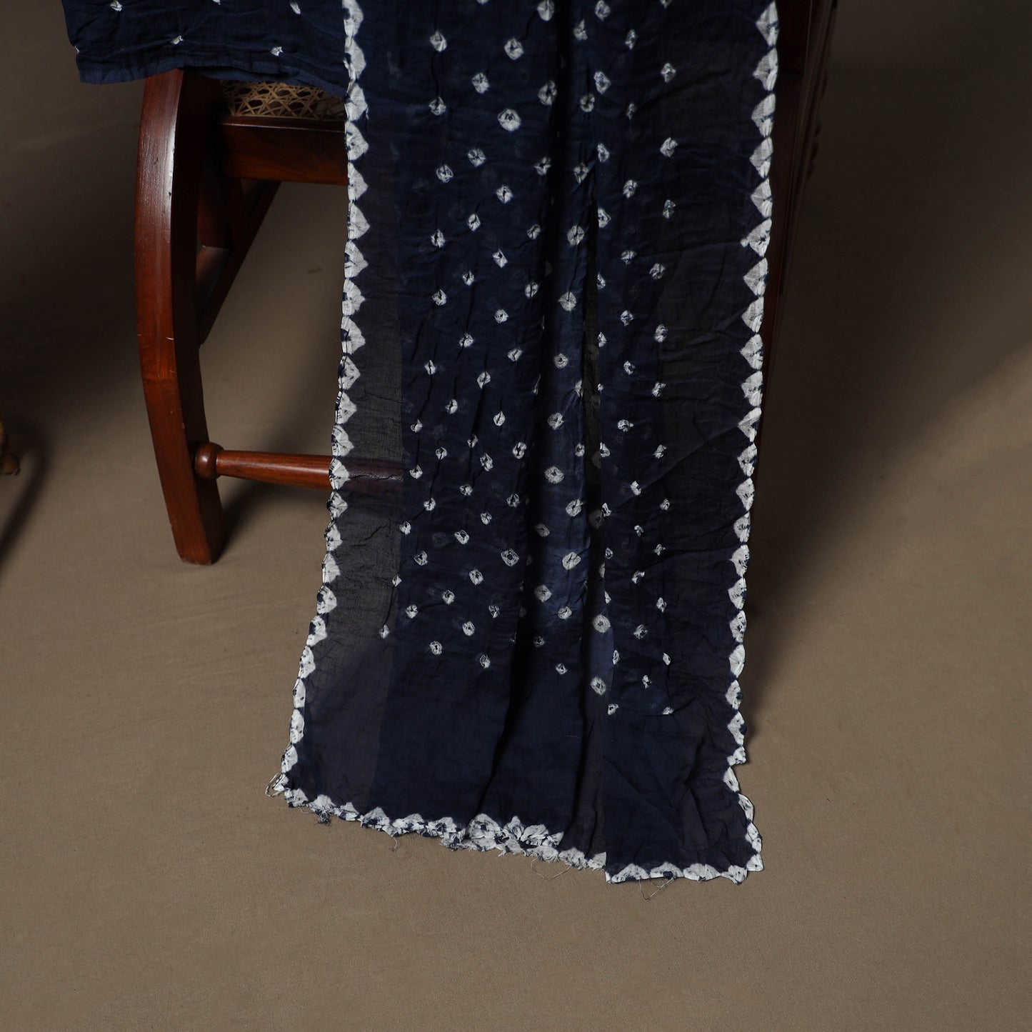 Kutch Bandhani Sequin Work Satin Cotton Unstitched Dress Material: Kurta, Bottom & Dupatta 09