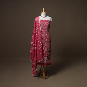 Kutch Bandhani Sequin Work Satin Cotton Unstitched Dress Material: Kurta, Bottom & Dupatta 10