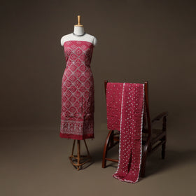 Kutch Bandhani Sequin Work Satin Cotton Unstitched Dress Material: Kurta, Bottom & Dupatta 10